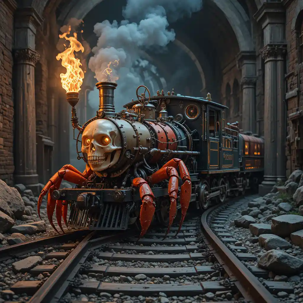 地獄火焰之門前的機械螃蟹列車