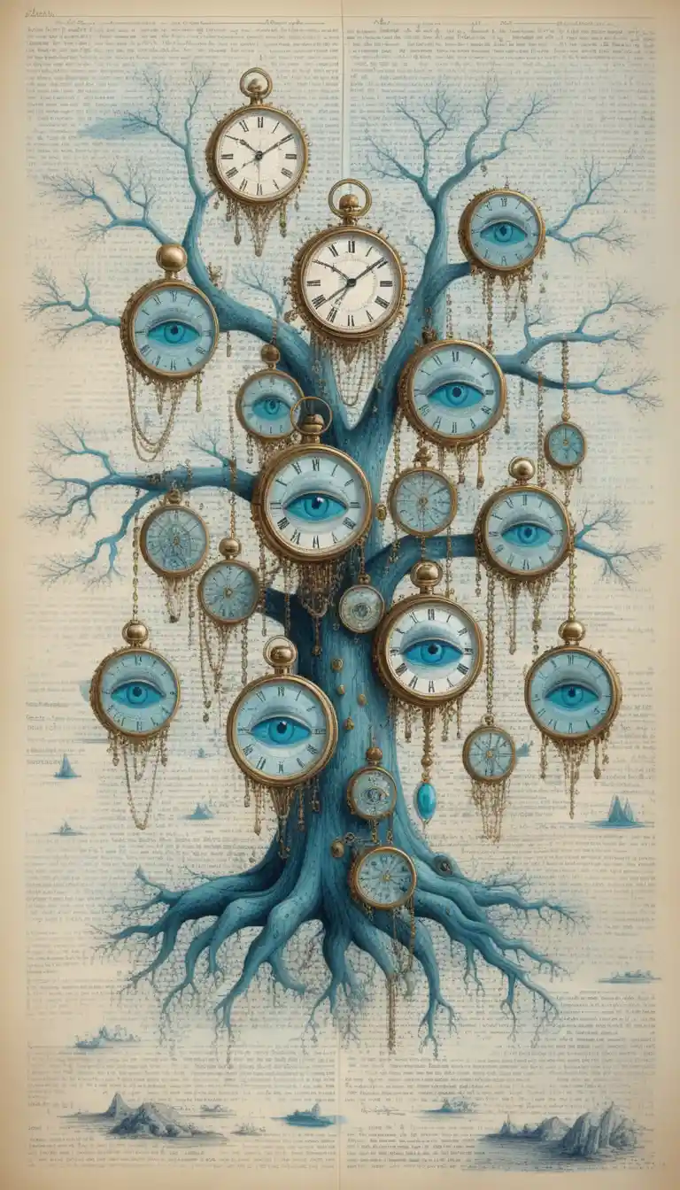 Machine à Voyager dans le Temps Steampunk Surréaliste avec Dôme Cosmique Turquoise