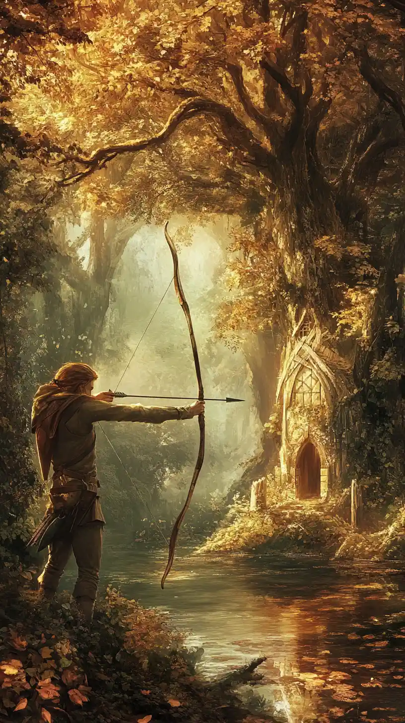 Archer Visant dans une Forêt Mystique