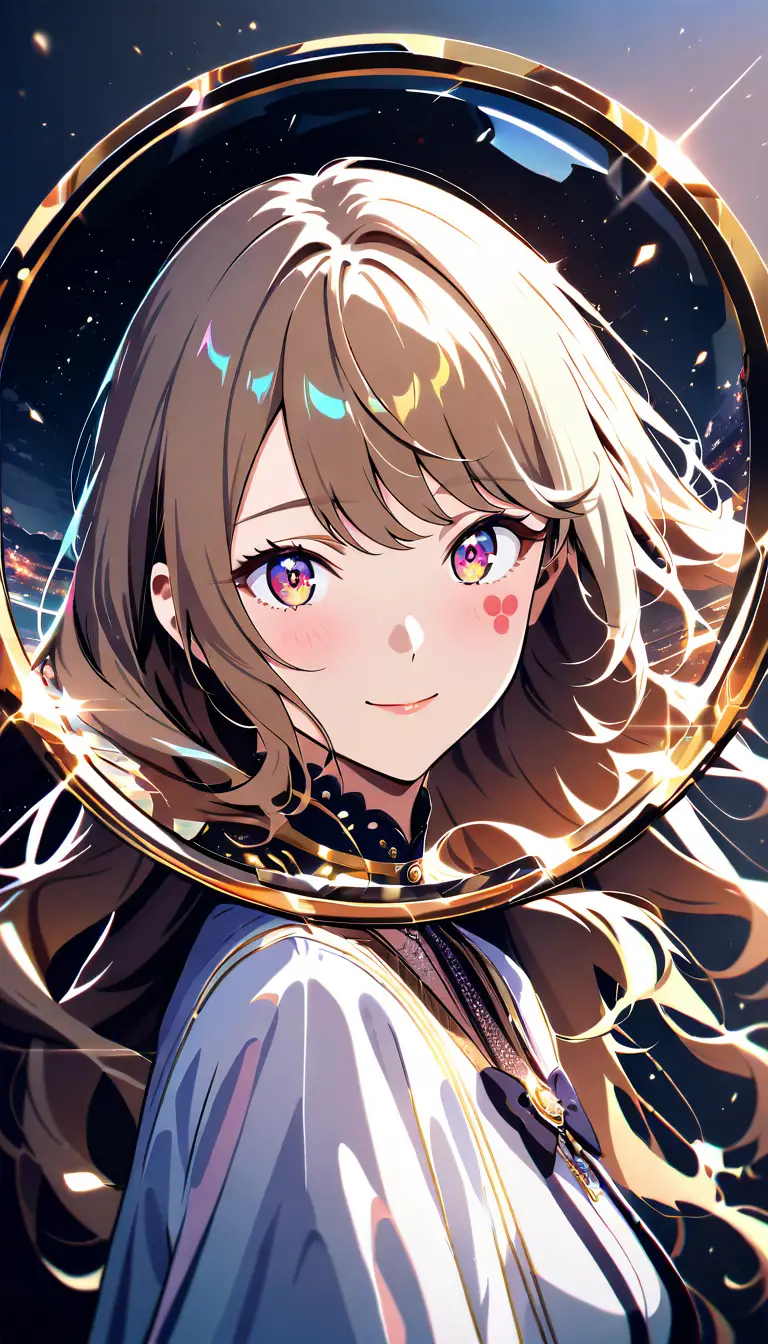 Garota de anime tímida ao nascer do sol em uma cena externa cinematográfica