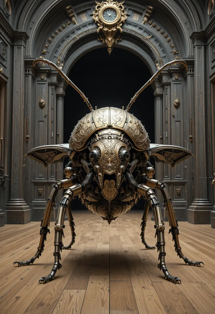Besouro Mecânico Steampunk em Grande Salão Vitoriano
