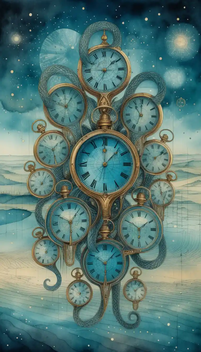 Steampunk-Kosmische Zeitmaschine mit leuchtendem blauem Augenkern