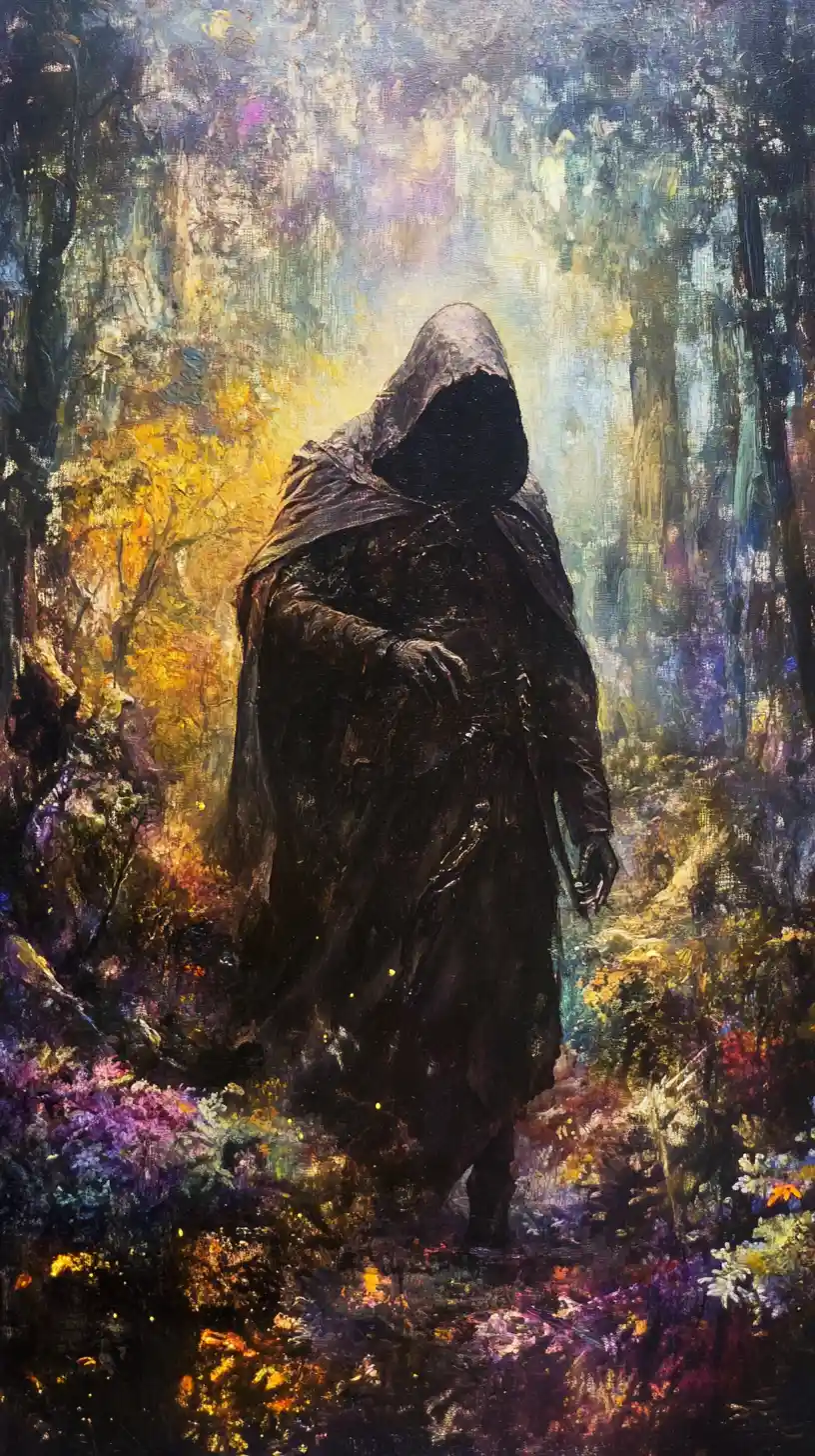 Mysterious bandit in a surreal dreamlike oil painting