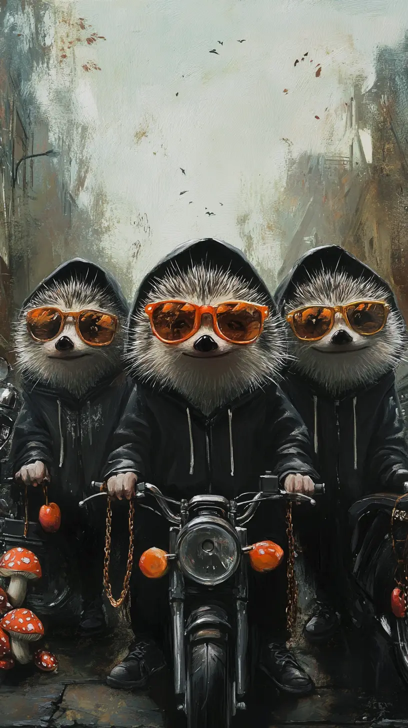 Hip hop hedgehogs on an urban street stage