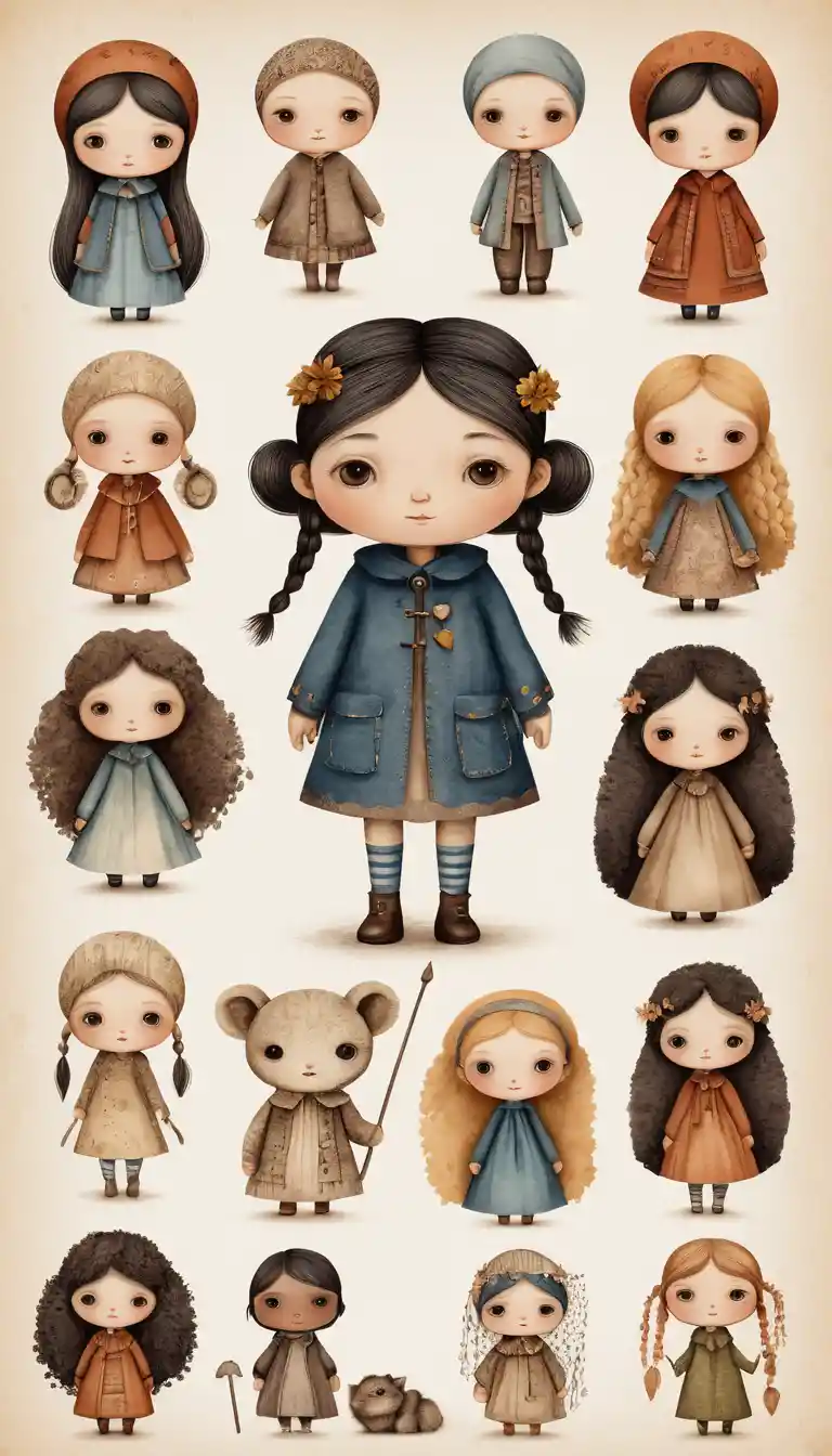 Dreamy childlike illustration of a comforting chibi character