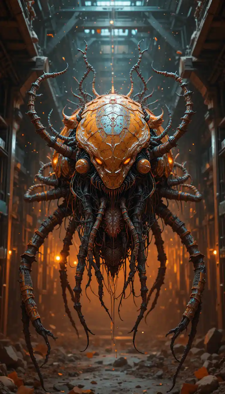 Biopunk Parasitic Organism In Industrial Symmetrical Design