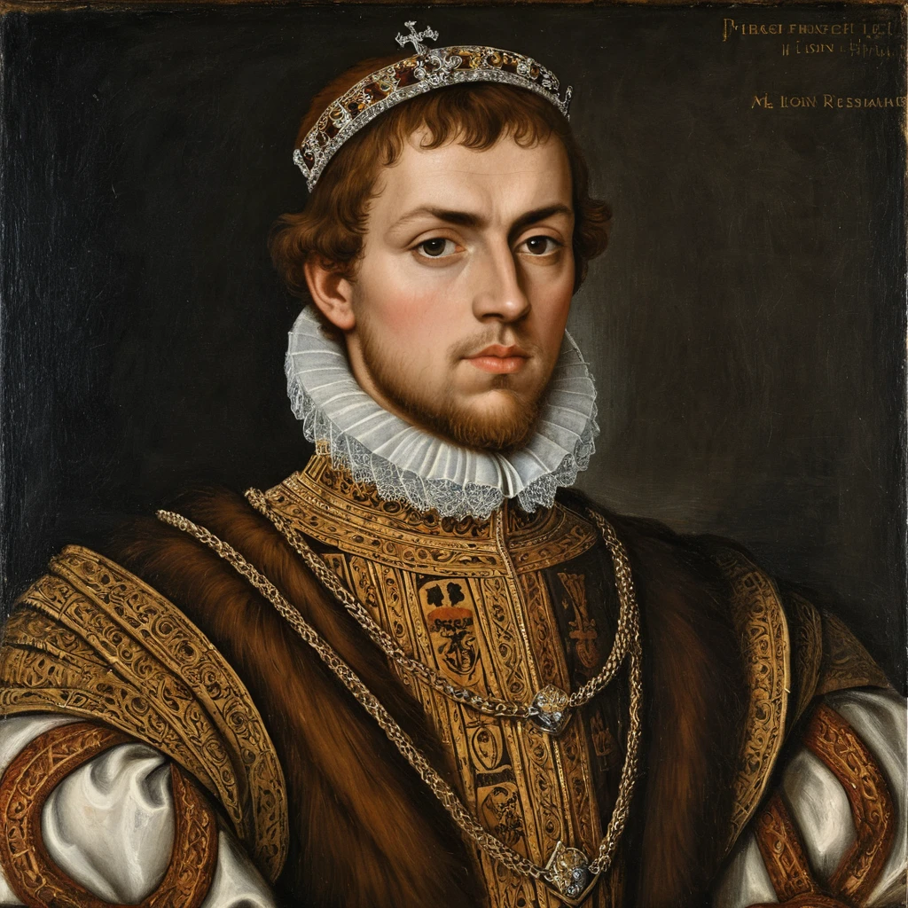 Renaissance portrait of King Phillip I of Scotland in armor