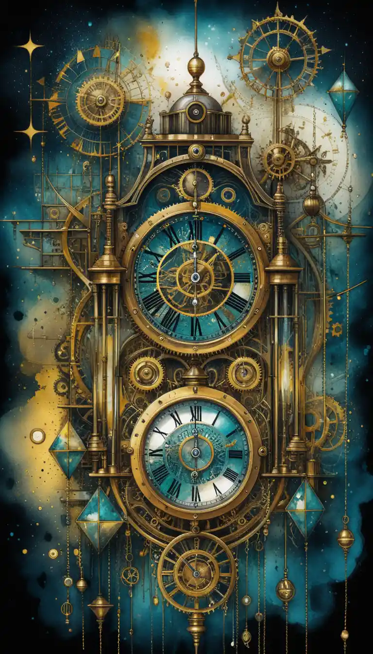 Smartphone steampunk surreal fusionado con engranajes luminosos