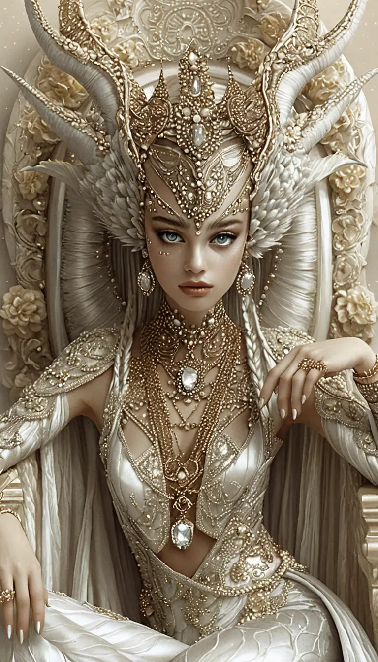 Rainha demoníaca de fantasia em trono barroco ornamentado
