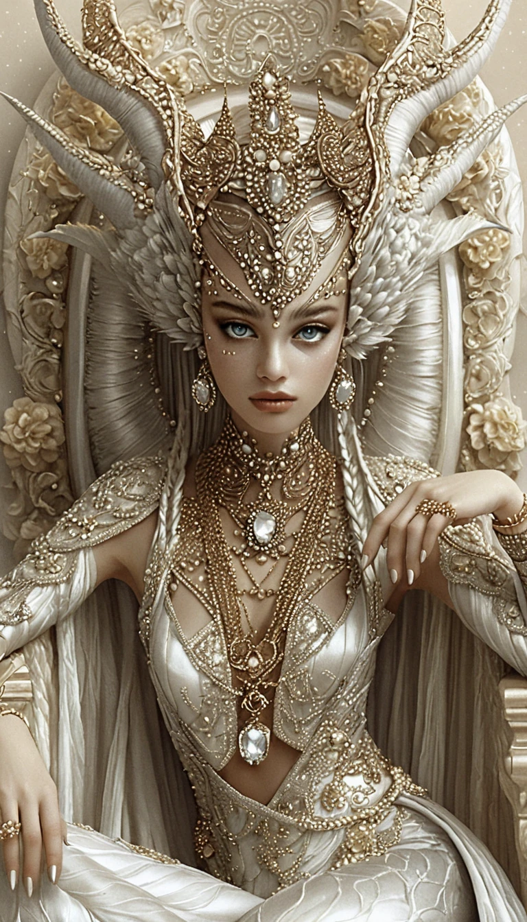 Rainha demoníaca de fantasia em trono barroco ornamentado