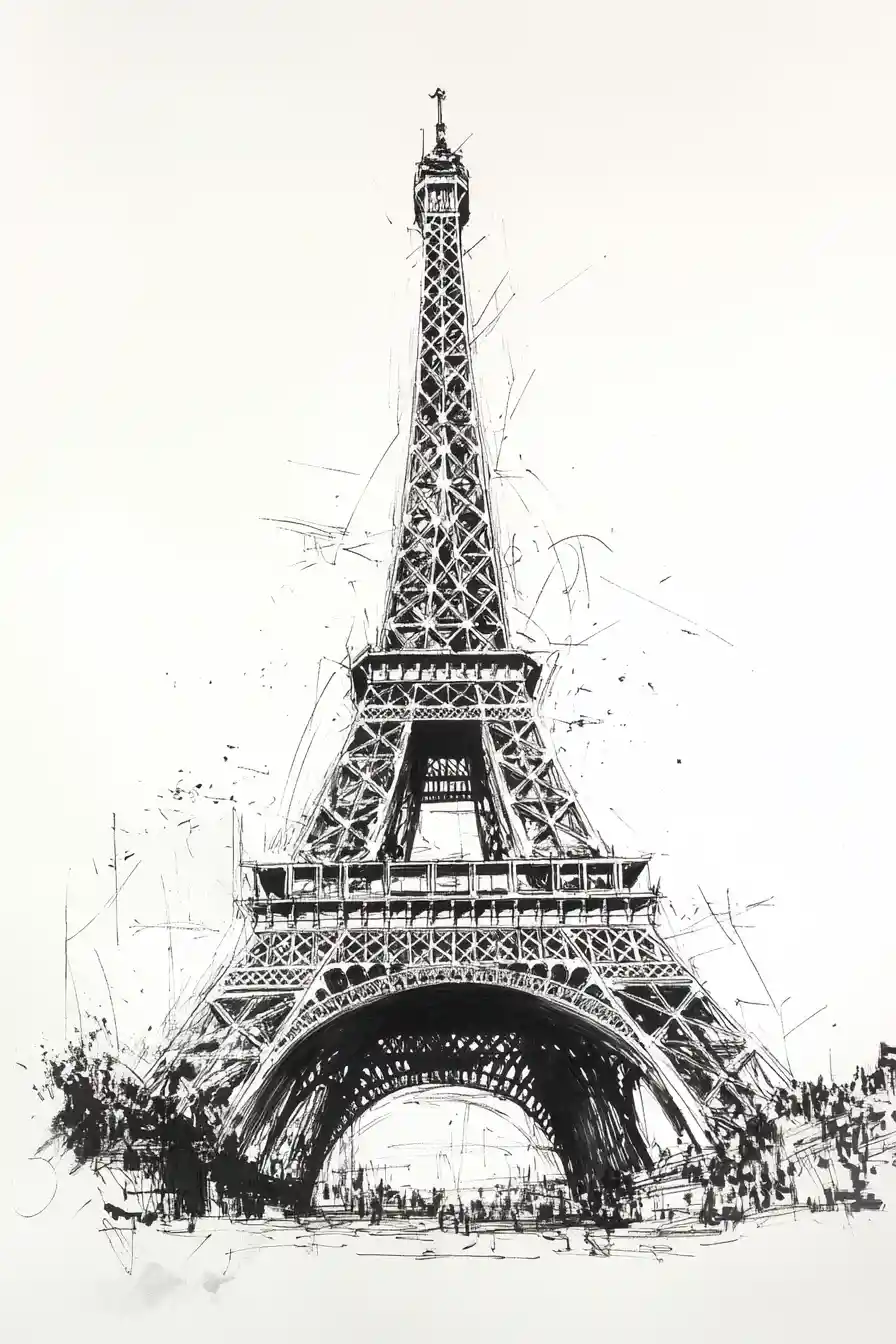 Schizzo concettuale della struttura architettonica della Torre Eiffel