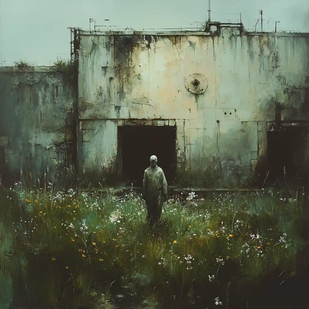 Operative Crossing An Overgrown Abandoned Town Square