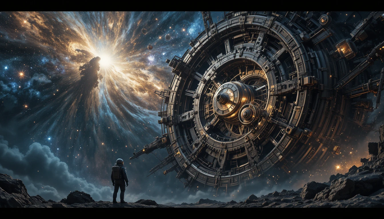 Astronaut beobachtet die Entstehung einer himmlischen Uhrwerk-Galaxie