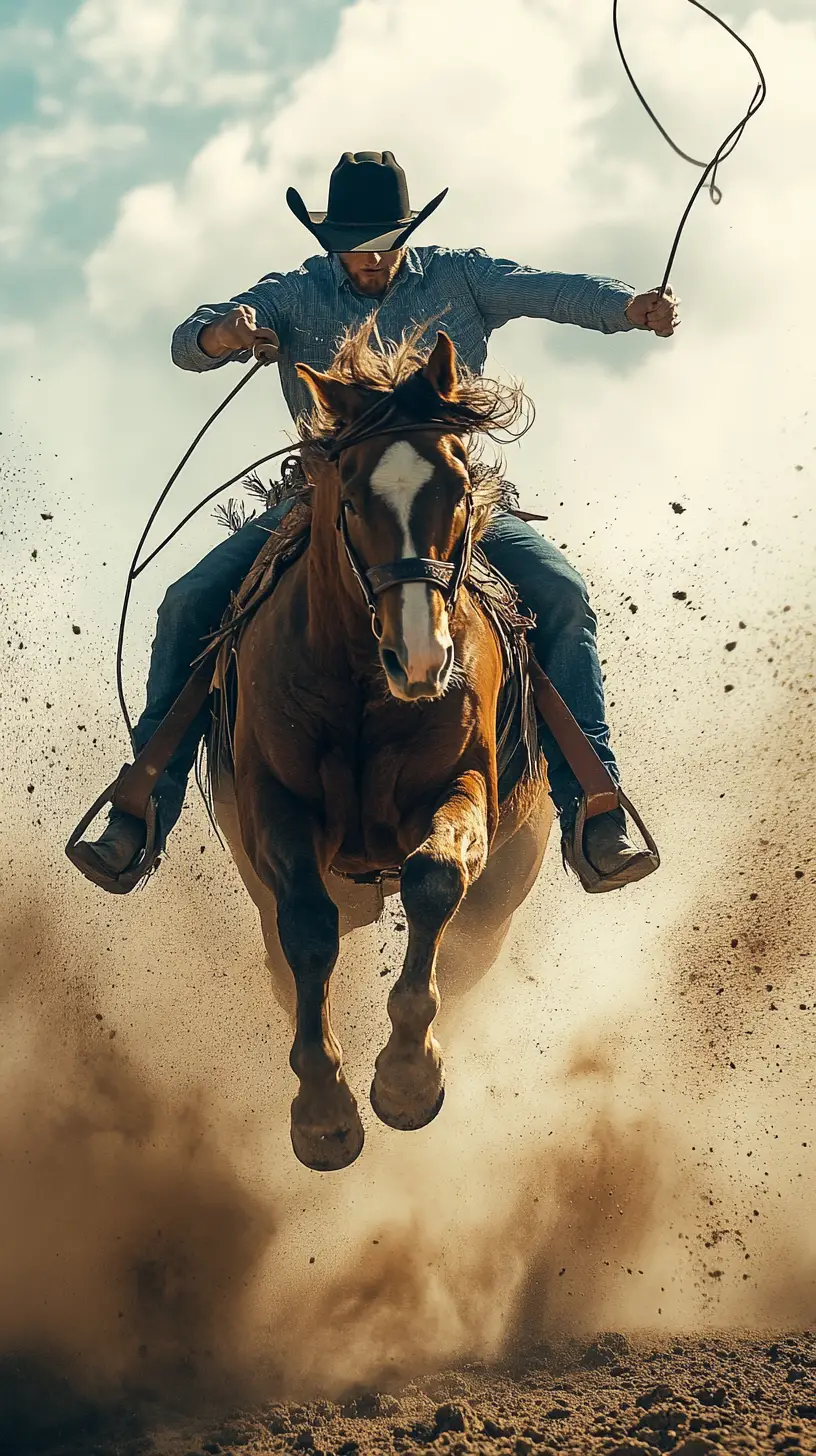 Cowboy Thrown From Bucking Bronco In Dusty Rodeo Arena