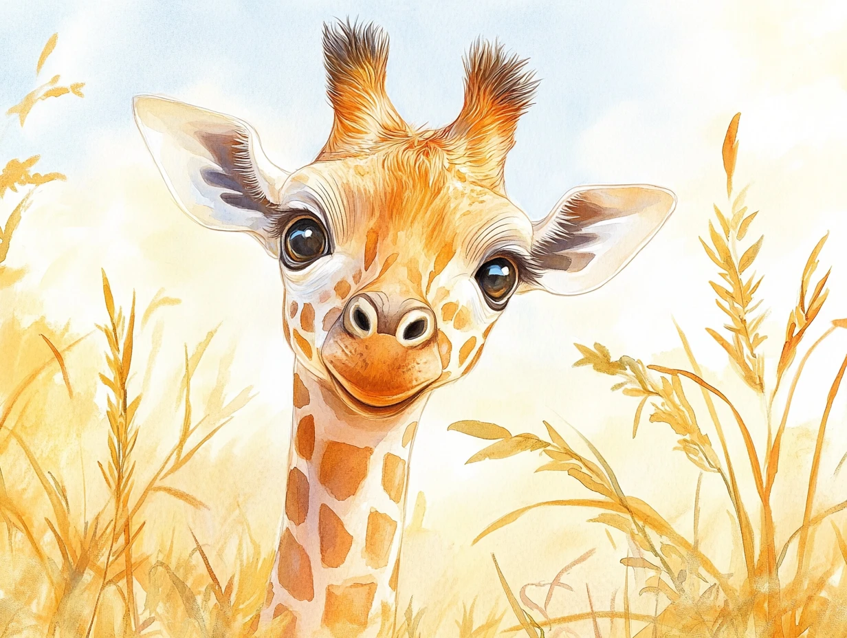 Giraffa cucciolo che raggiunge le foglie di acacia all’alba