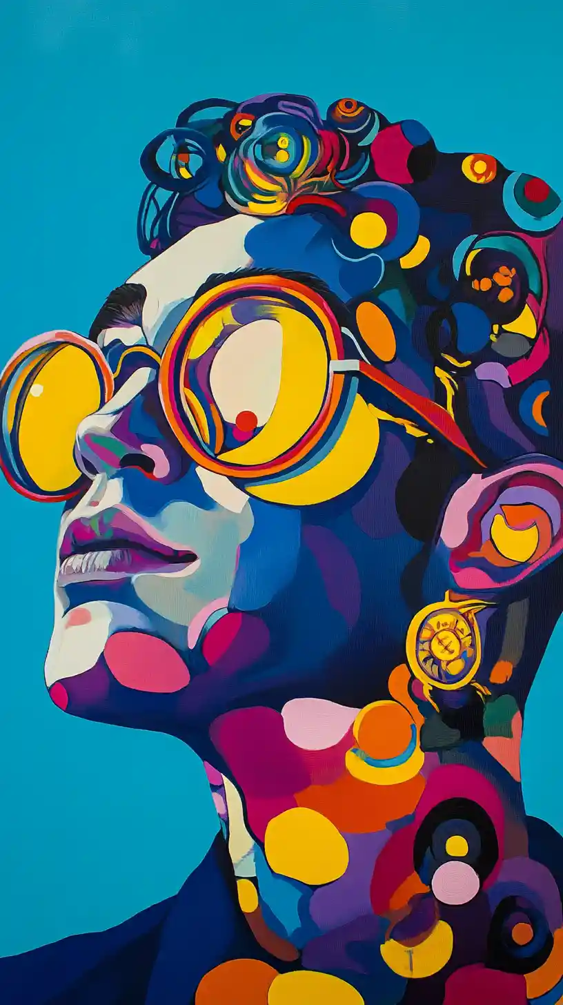 Colorful pop art profile portrait of a confident man