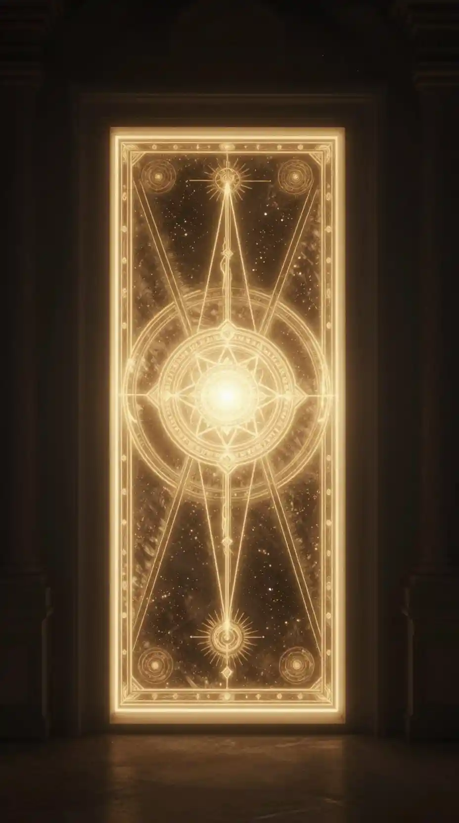 Portal Luminoso de Geometria Sagrada se Abrindo no Vazio Escuro