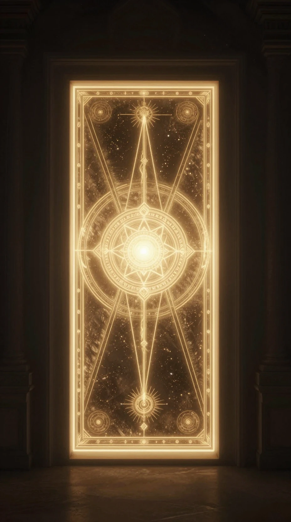 Portal Luminoso de Geometria Sagrada se Abrindo no Vazio Escuro