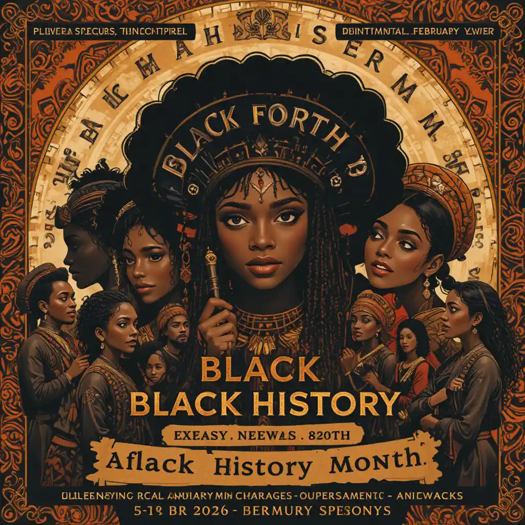 Black History Month poster with diverse community celebration