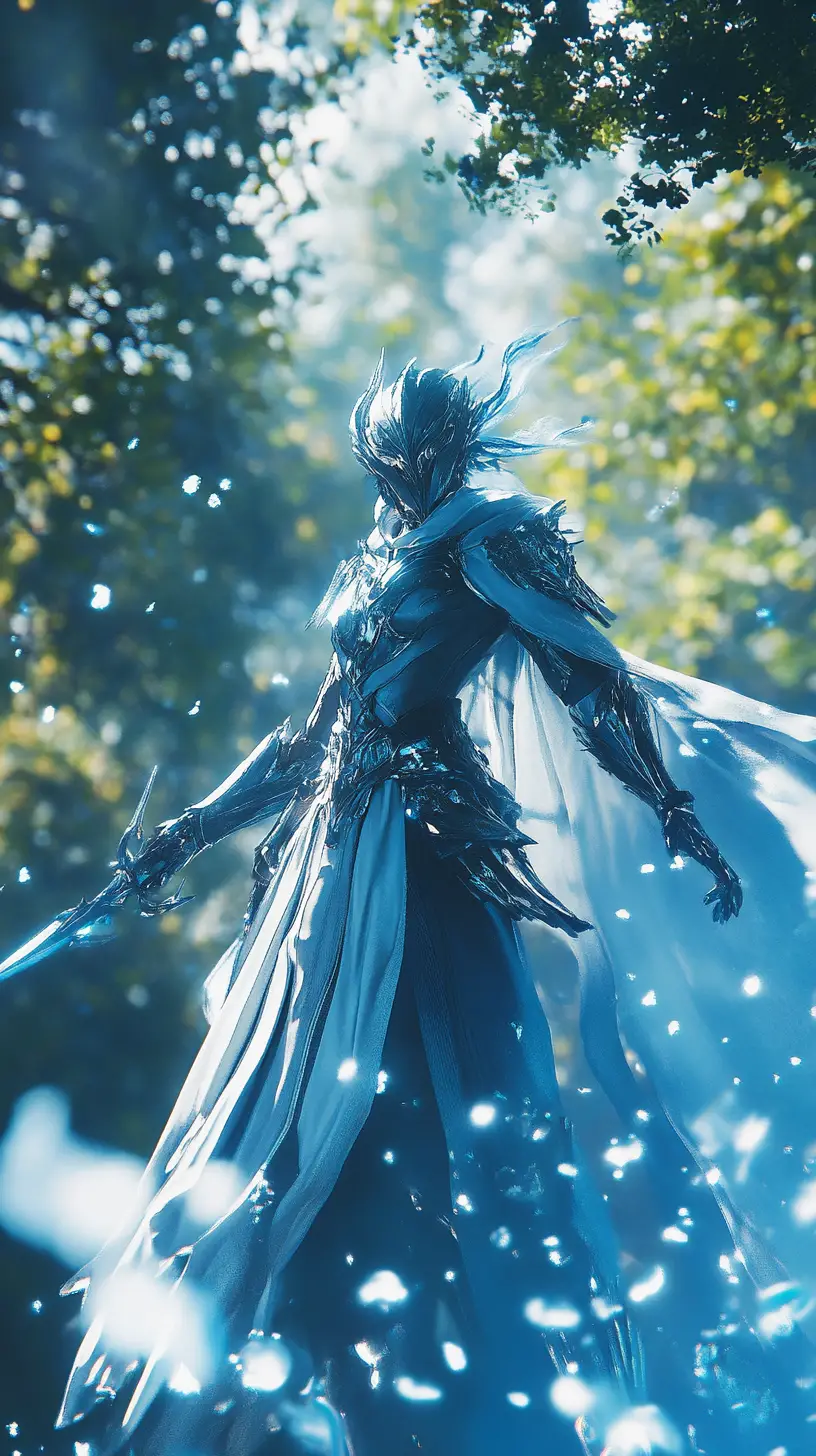 Close up of a brave fantasy knight in animated style