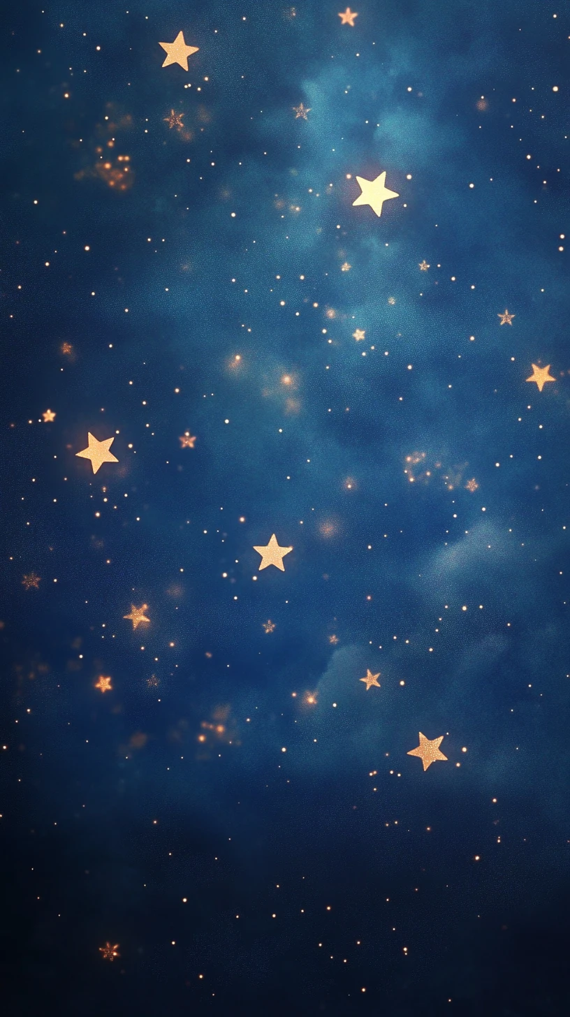 Cielo Notturno Fantastico e Sognante con Sparse Stelle Dorate Luminescenti
