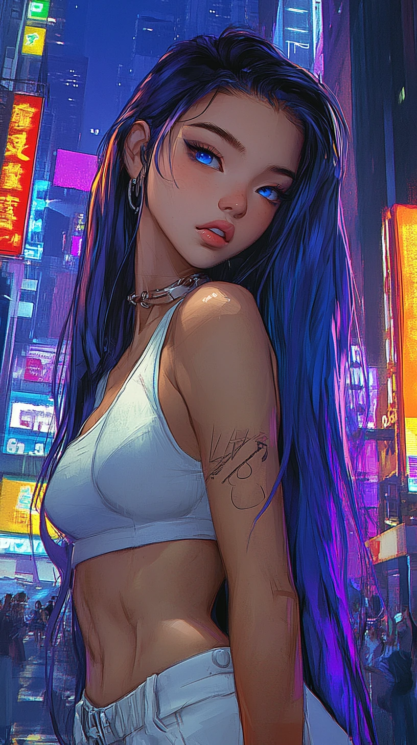 Femme d’anime dans une rue moderne de Baltimore