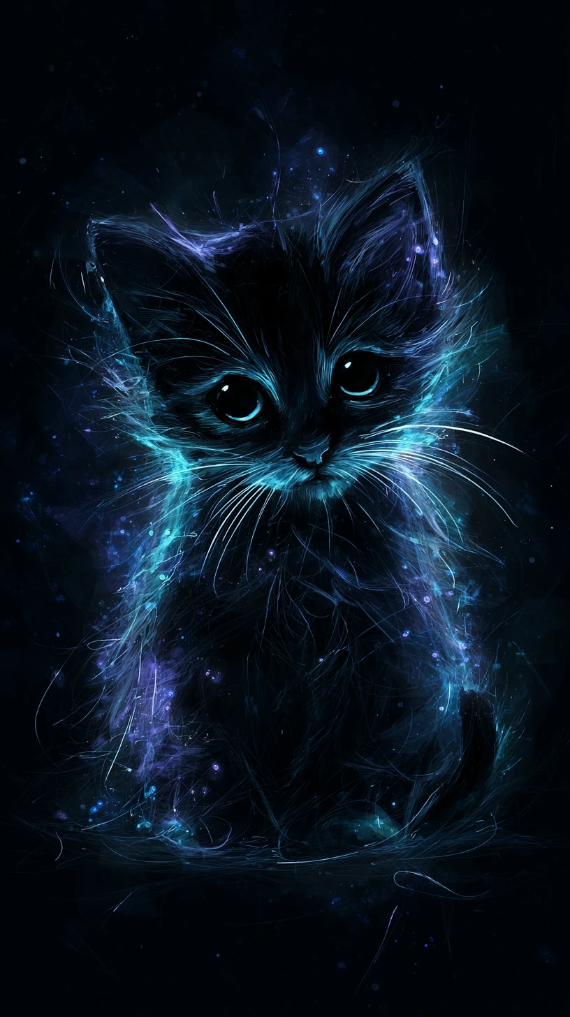 Cosmic kitten formed of swirling nebulae and dark stars