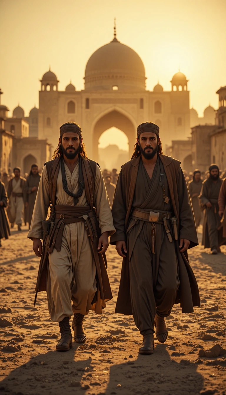 Leaders Walking Among Their People At Desert Sunset