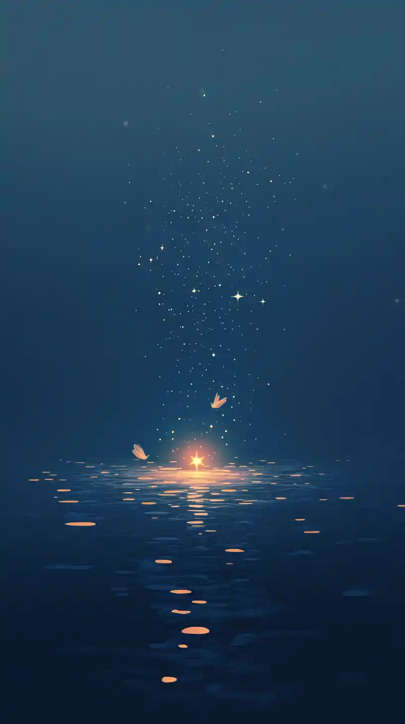 Fairy Watching A Glowing Star Bloom Over Still Water