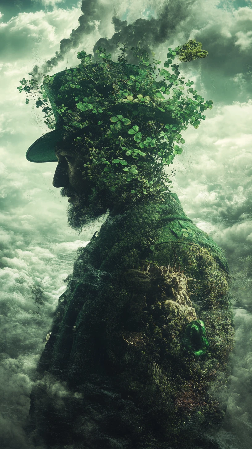 Leprechaun surreale in una cupa illusione fantasy da fiaba