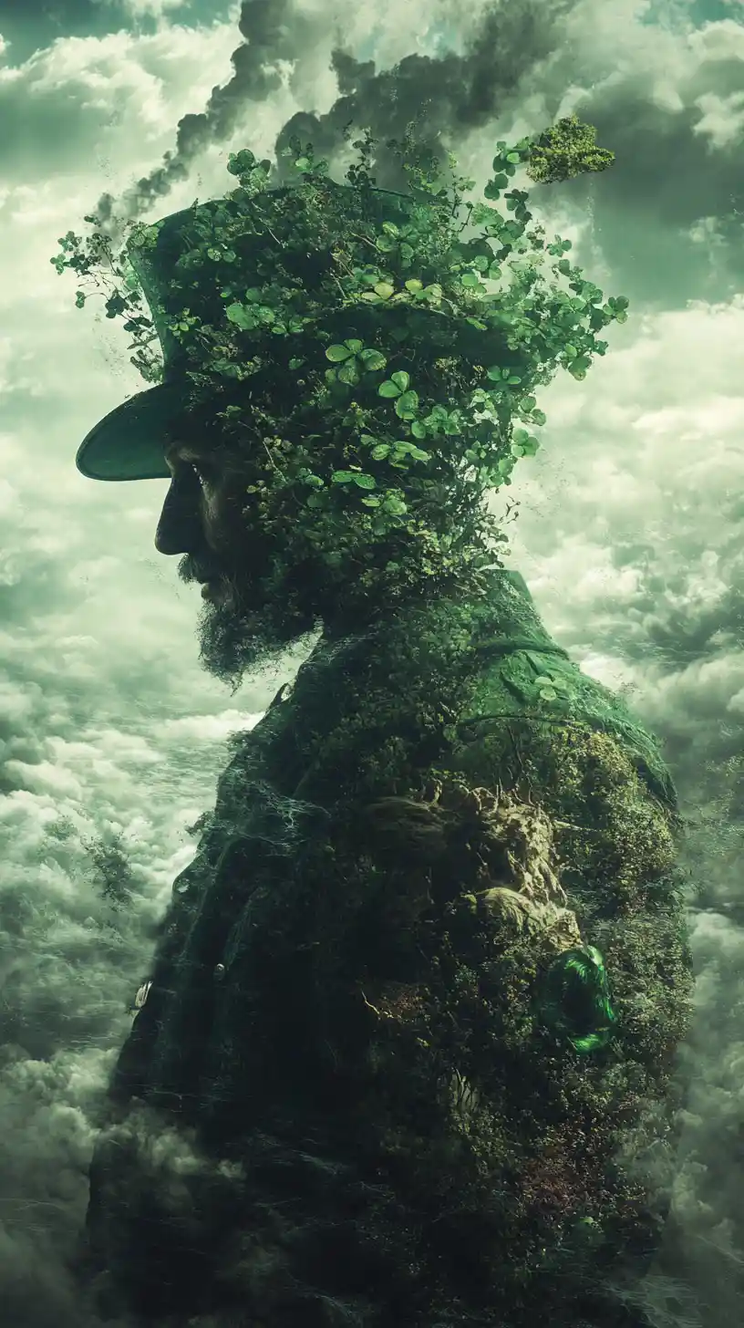 Surrealer Leprechaun in einer dunklen Märchen-Fantasy-Illusion