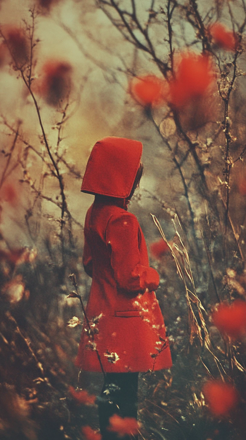 Diorama surreal minimalista com formas abstratas em vermelho intenso