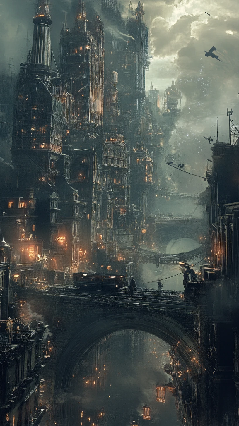 Roaming steampunk city vehicle crossing a barren wasteland