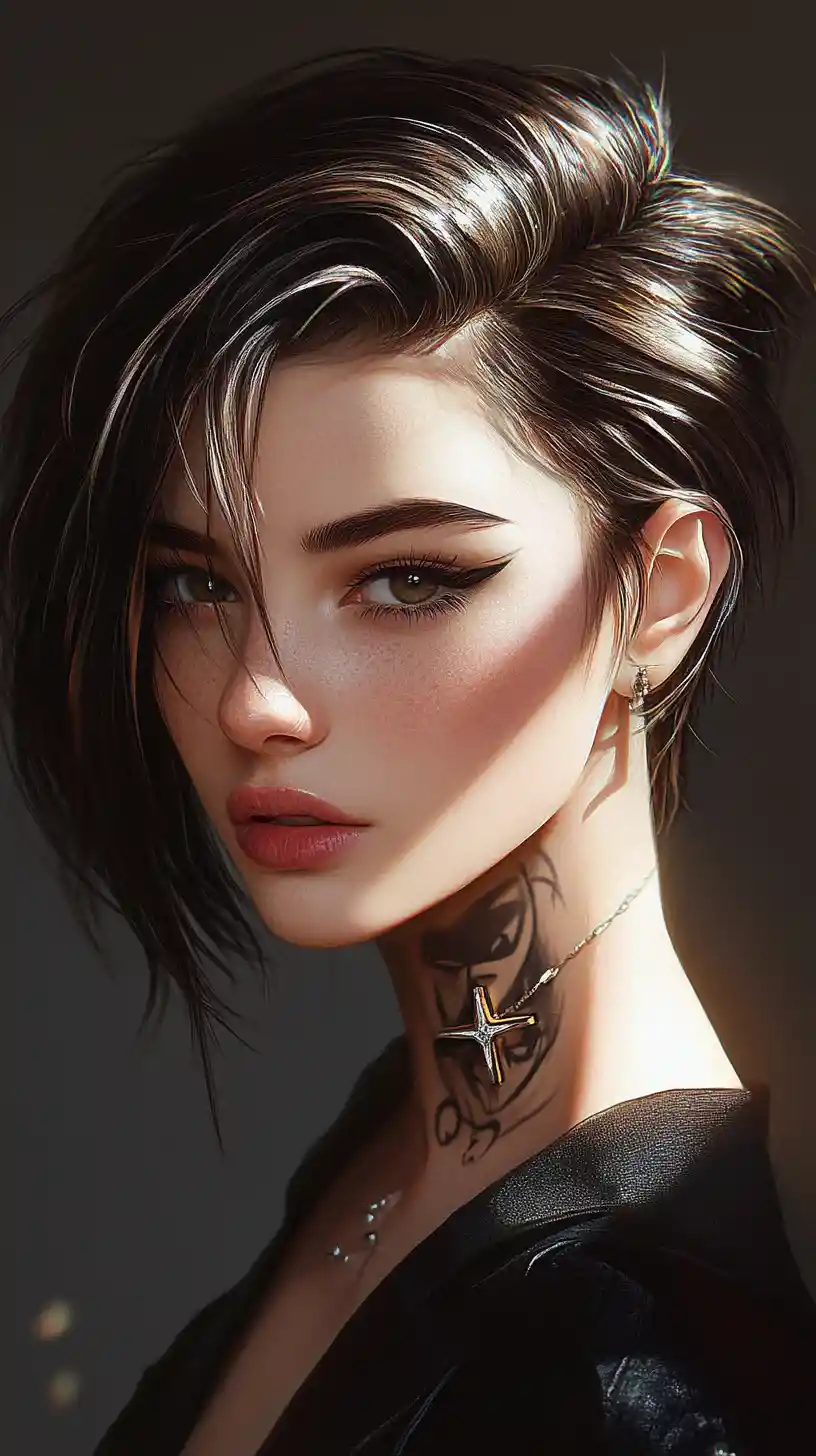 Ritratto cyberpunk realistico di una giovane donna in studio