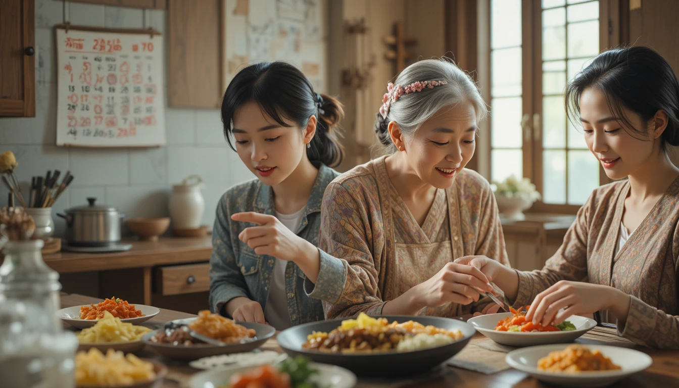 Giovane donna coreana esausta da sola in una cucina accogliente