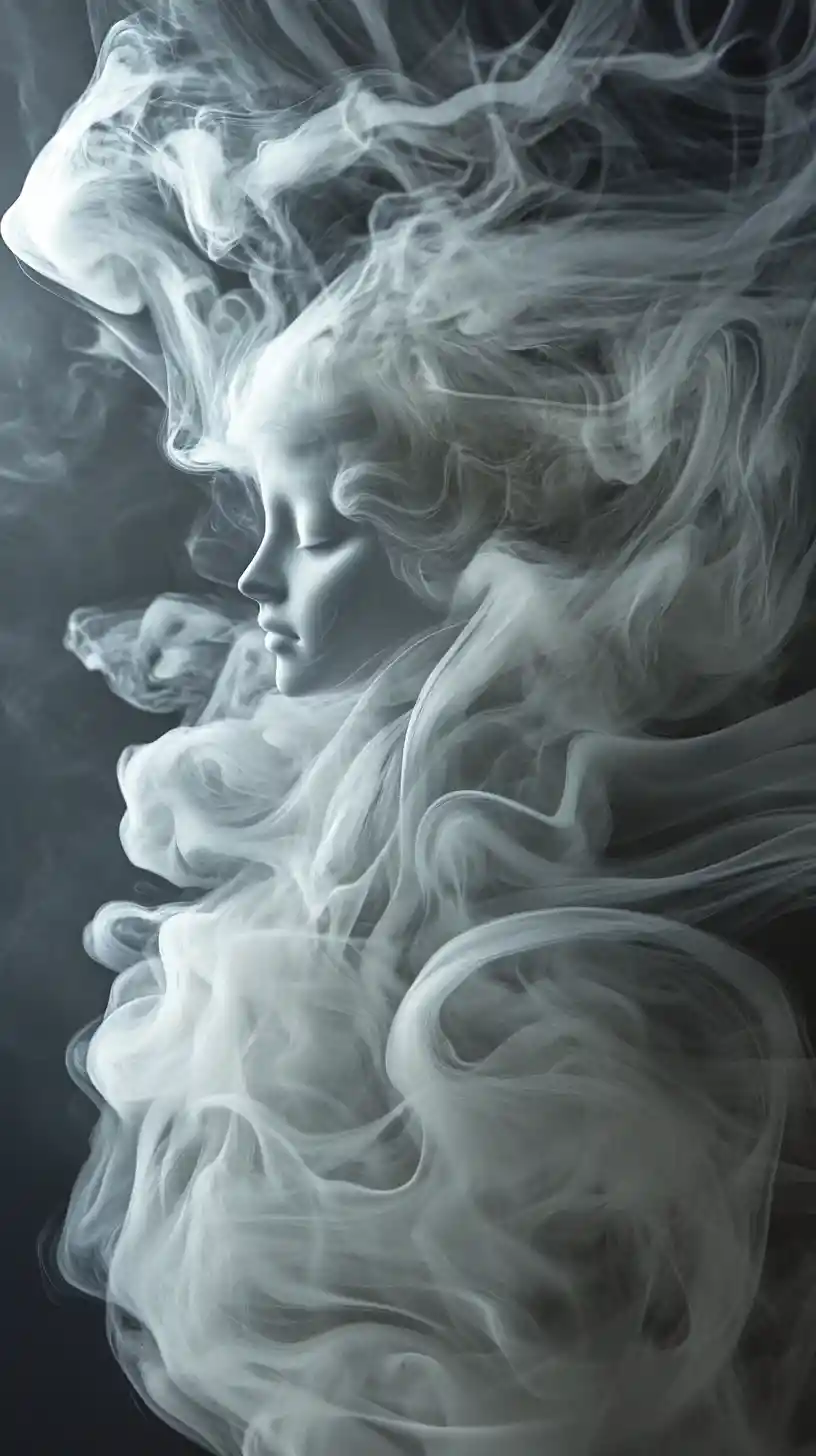 Diosa mística de humo que emerge de un vórtice en espiral