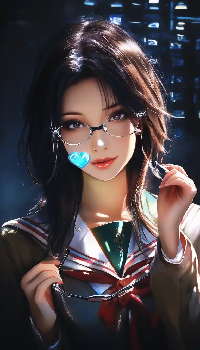 Girl adjusting glasses during school eyesight test