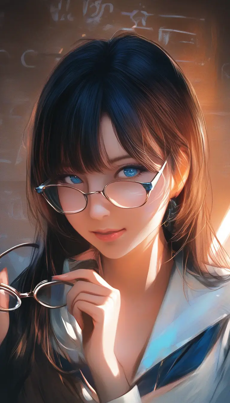 Chica con uniforme escolar haciendo un examen de la vista con gafas