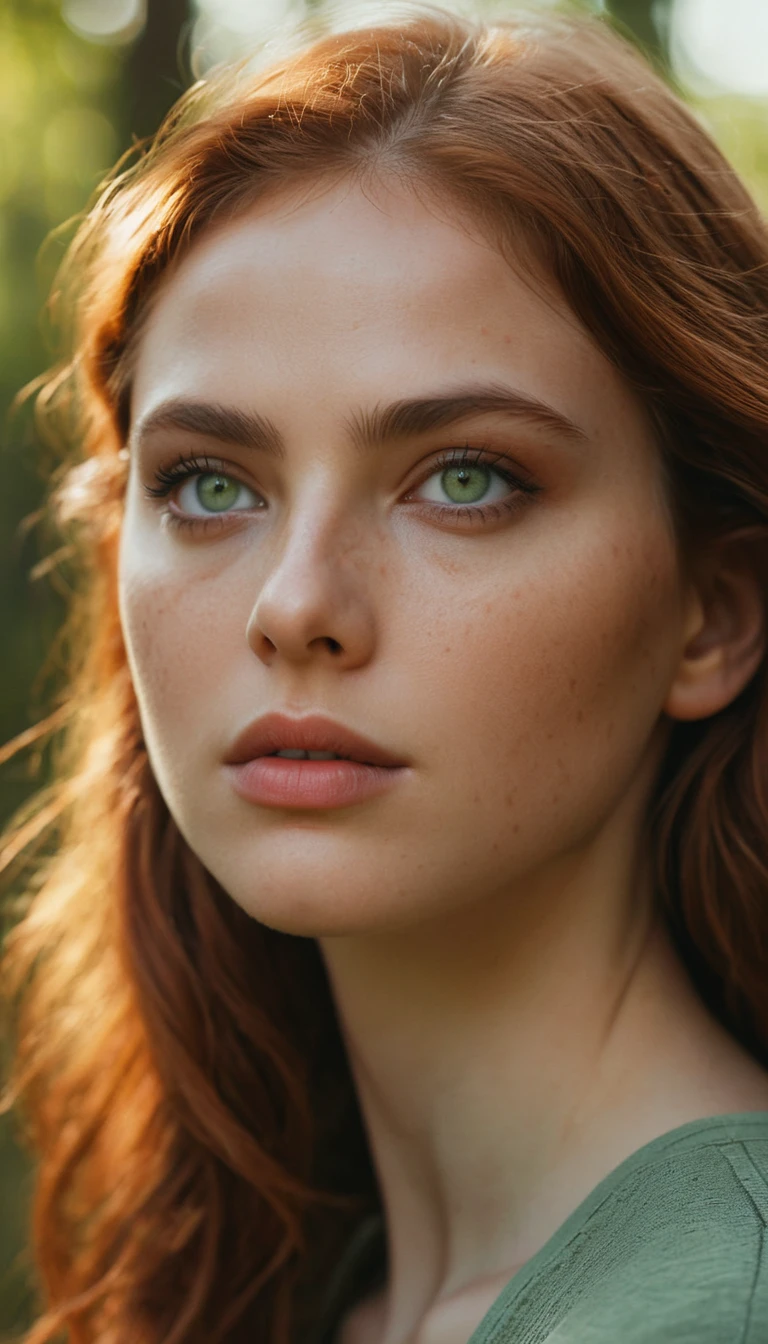Side profile portrait of a young woman at golden hour