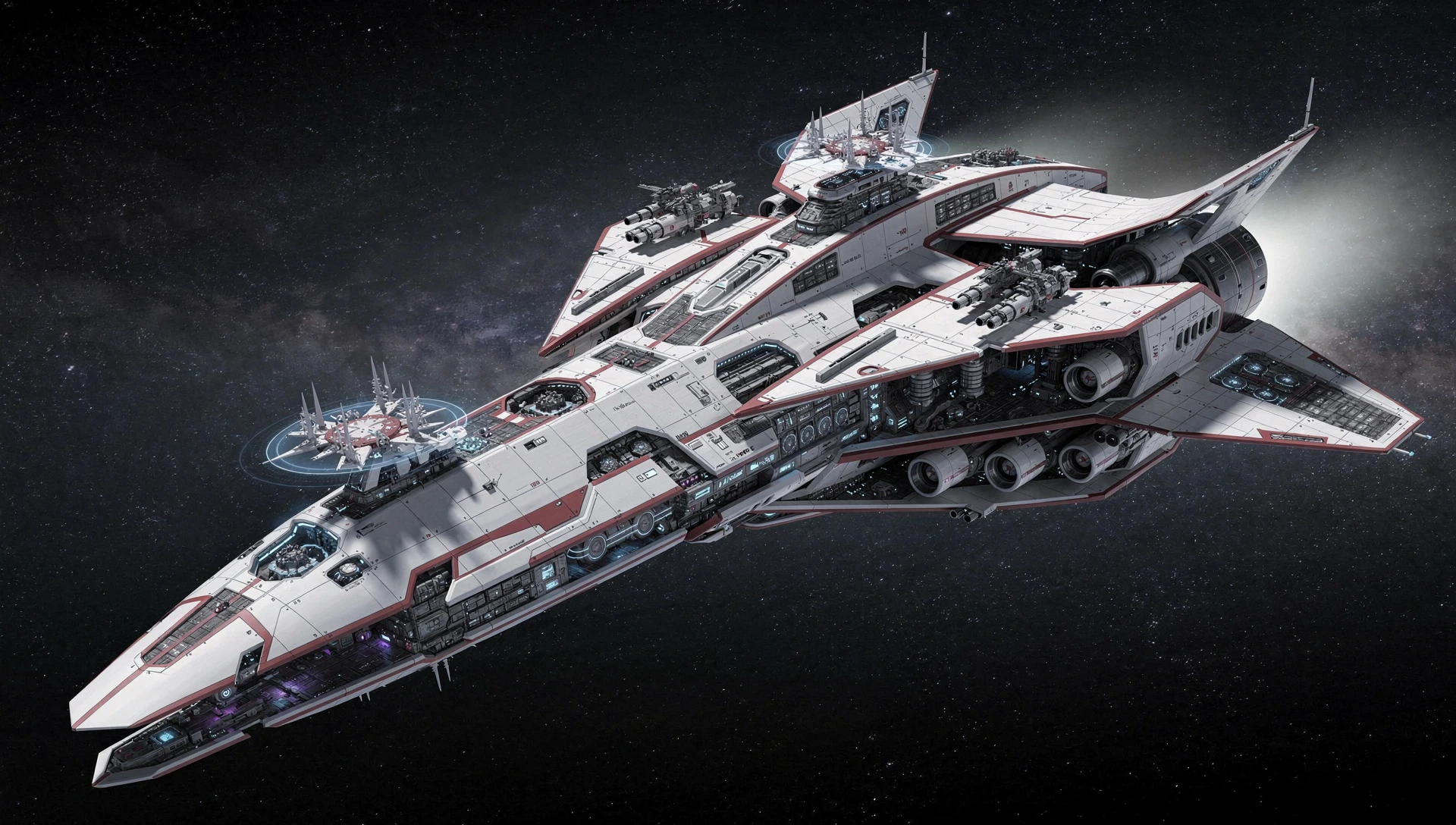 Cruzador de Batalha Alienígena Futurista no Espaço Profundo