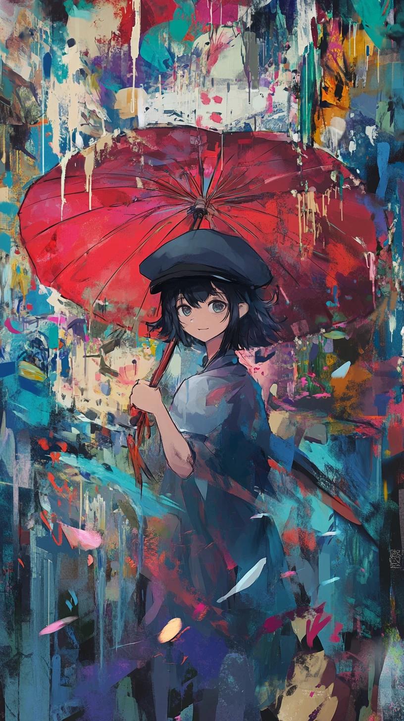 Anthropomorphic anime rabbit officer on a London city street