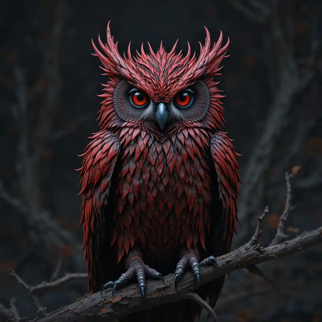 Majestic thorn feathered owl with obsidian like claws