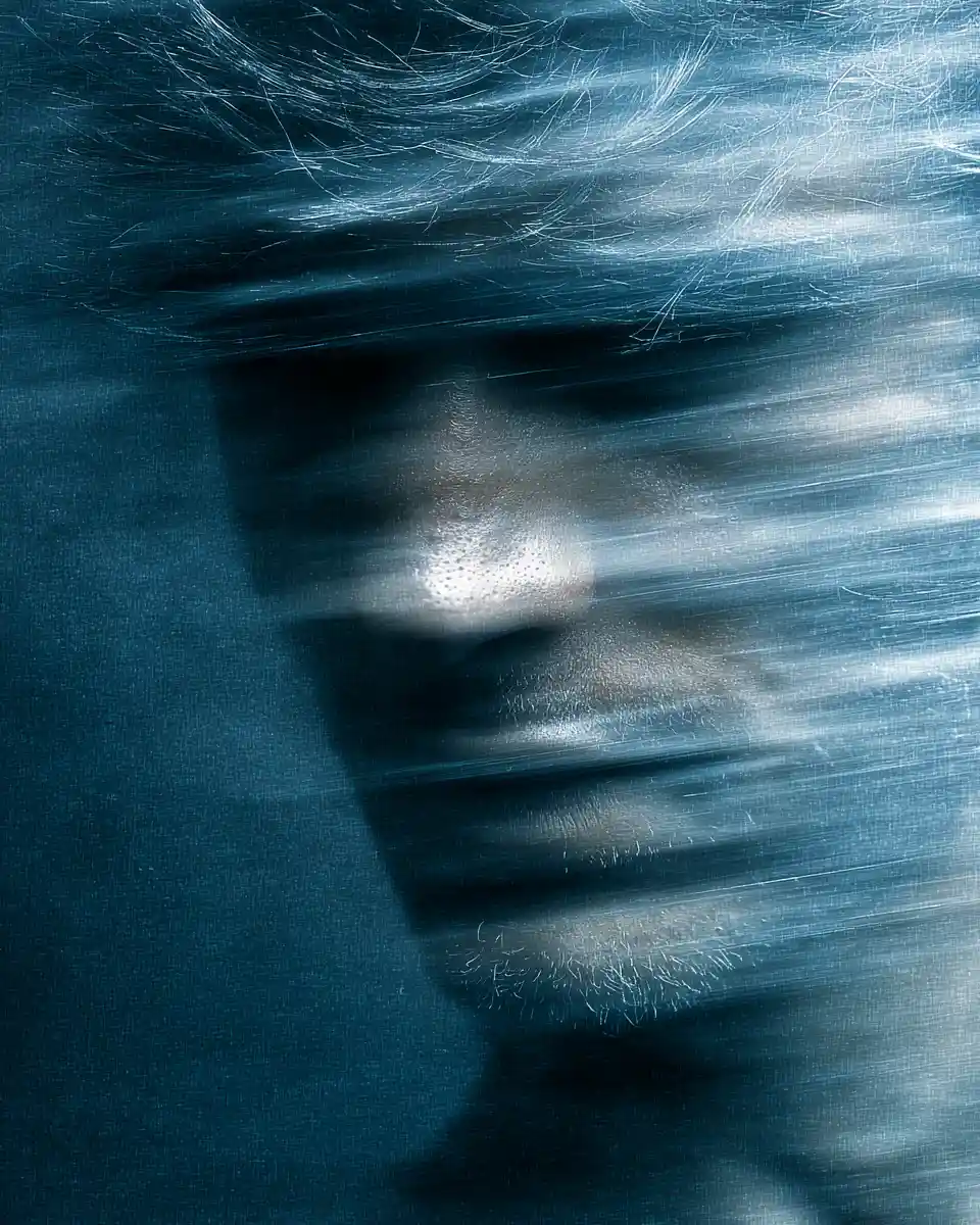 Primo piano con il volto nascosto in una profonda ombra