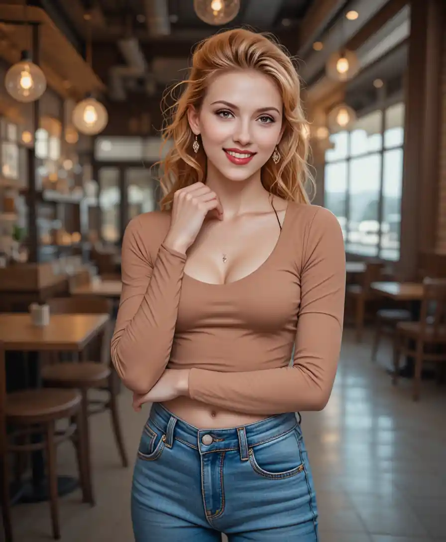 Elegant red haired woman in crop top fashion portrait