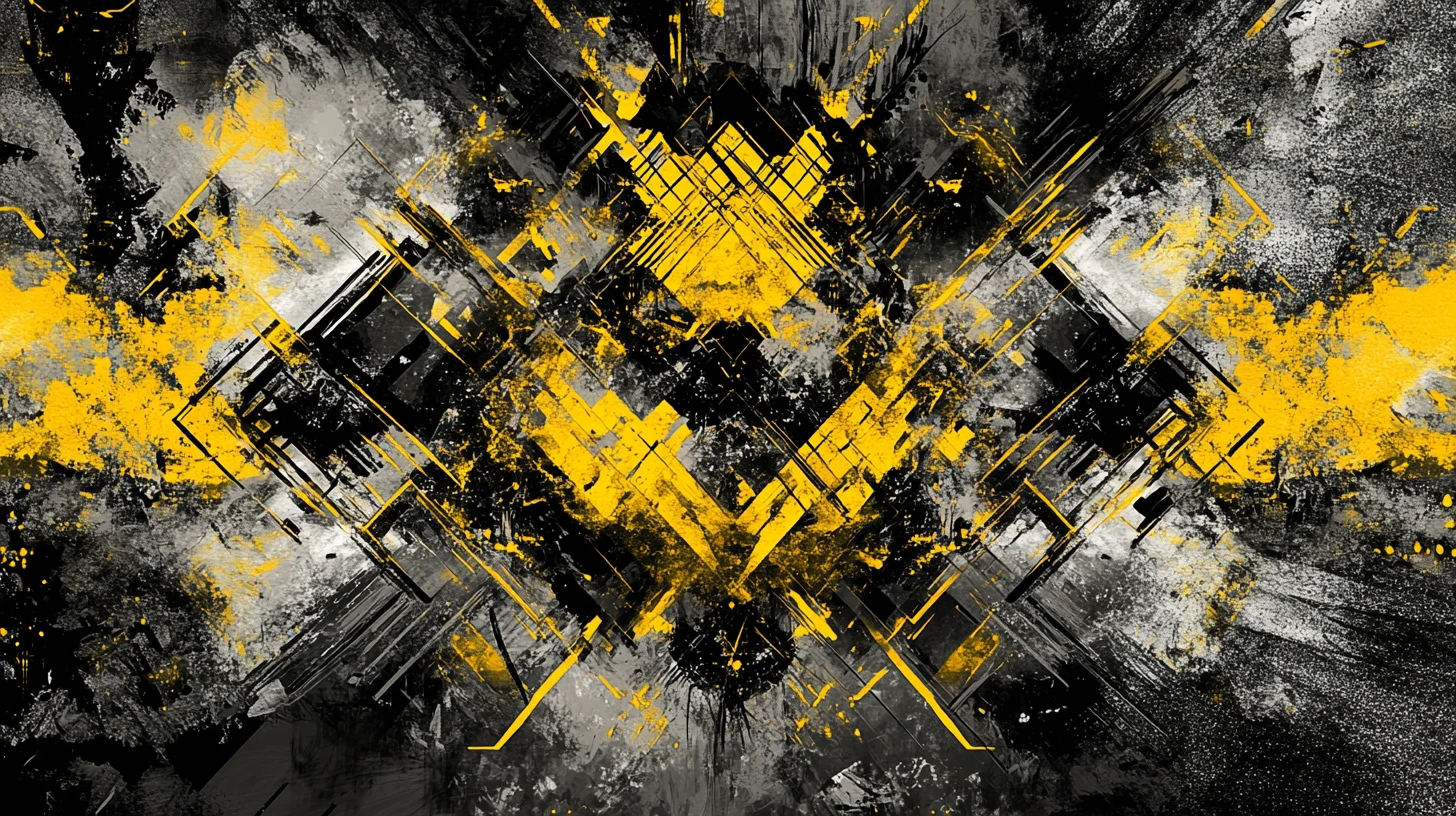 Design abstrato cyberpunk em matriz com detalhes em amarelo elétrico