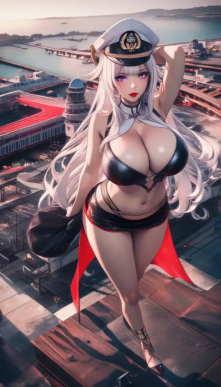 Femme anime dansant la danse du ventre sur une jetée de port en 3D