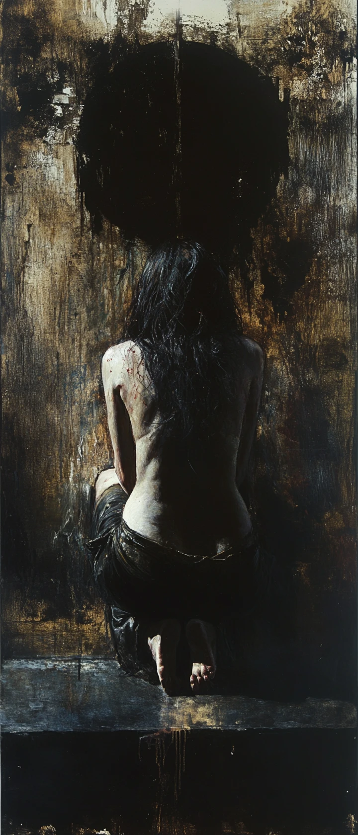 Junge Frau in gothischer abstrakter Chiaroscuro-Malerei