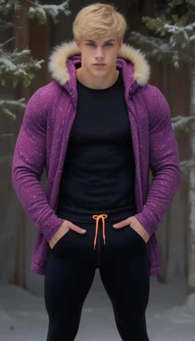 Joven con mallas de invierno posando en interiores frente a la cámara