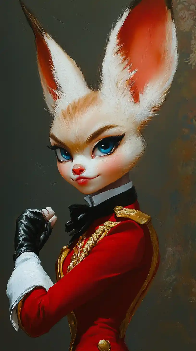 Fennec cartoon ribelle con giacca militare rossa