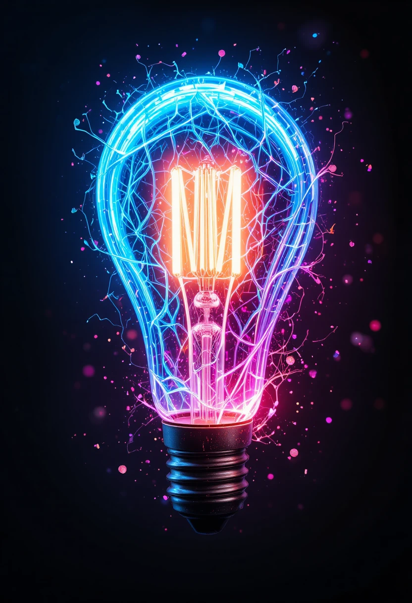Lampadina a filamento neon con scie di movimento dinamiche